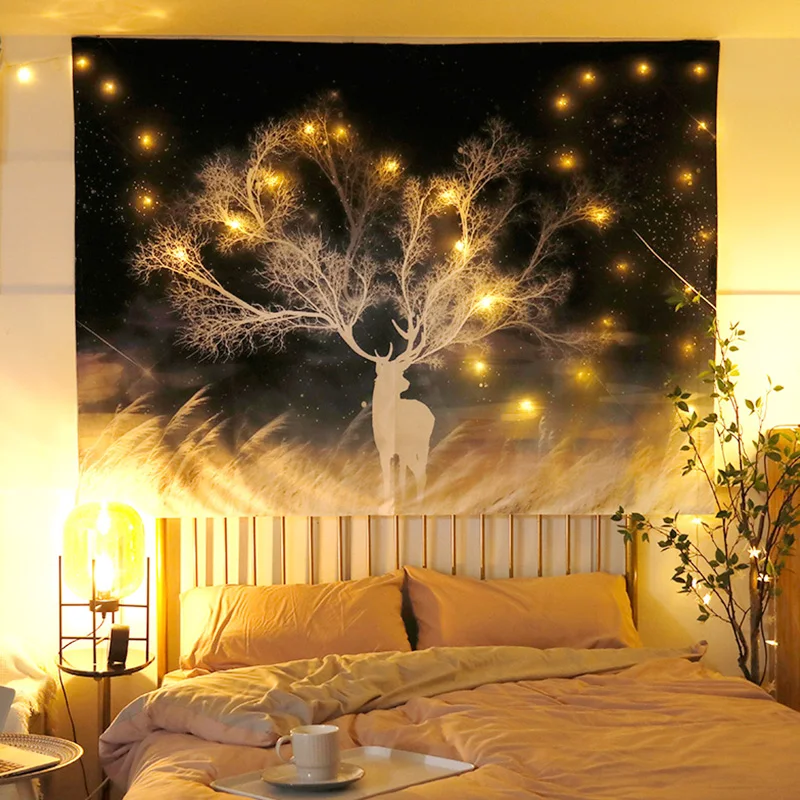 Lanpulux планетарный фон ночник звезда висячая ткань девушка спальня романтический звездное небо planisphair Ins украшение лампа - Испускаемый цвет: Deer