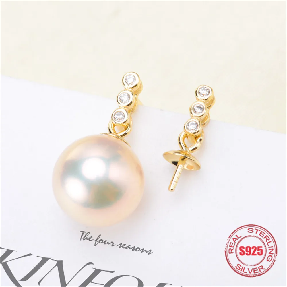 

Trendy Pearl Earrings Accessories S925 Sterling Silver Earrings Findings Dangle Earring Jewelry Parts Fittings Mounting DIY Gift