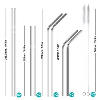

Long Stainless Steel Metal Drinking Straws With Cleaning Brushes Set Recycle Dropshipping July#5