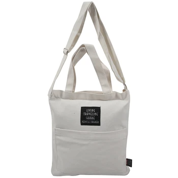 

Casual Shoulder Canvas Bag Shopping Handbags Canvas Tote Bag Women(White)