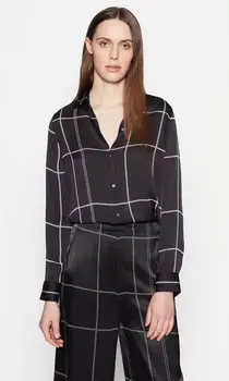 

NEW EQ 100% real silk women long sleeve blouses A large grid on a black background