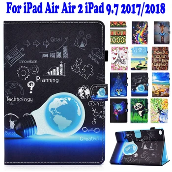 

For New iPad 9.7" 2017/2018 Case iPad Air Air 2 Case Protective Skin Shell PU Leather Stand Magnet Smart Funda Cover Cartoon