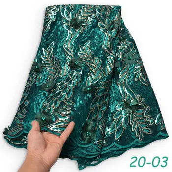 

2020 Sequin Lace Fabric Mesh green Color African Embroidery Sequence Nigerian French Party Latest High Quality Tulle Hot Sale 01