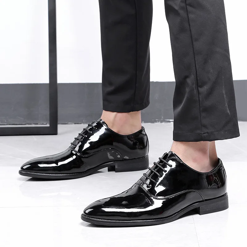 

Trend Men's England Pointed-Toe Patent Leather Business MEN'S SHOES Large Size Casual 8066-b Trend Formal Wear Wedding Shoes Lea