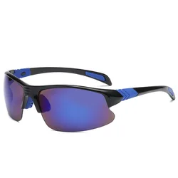 UV400 Anti - Glare Night Vision Sports Sunglasses (Black Blue)