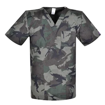 

Print Men medical uniforms,men scrub top,men medical tops in camouflage medical uniform for male in 100% cotton
