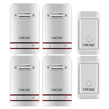 

CACAZI Wireless DoorBell No Need Battery Self-powerd Led Light Doorbell Waterproof Electronic Door Bell Push 2 Button 4 Receiver