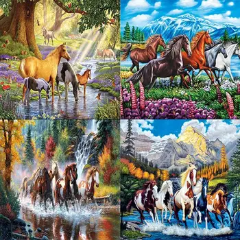 

VKTECH 5D DIY Full Drill Diamond Painting Horse Embroidery Mosaic Craft Kits Decor Animal Cartoon Picture