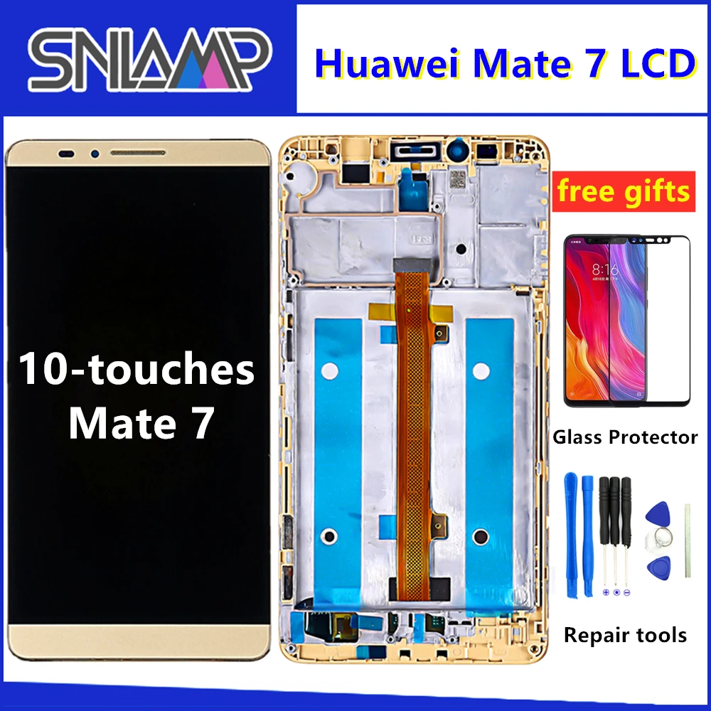 Для huawei Mate 7 ЖК-дисплей+ сенсорный экран дигитайзер сборка запасные части экран с рамкой для 6," huawei mate7 lcd