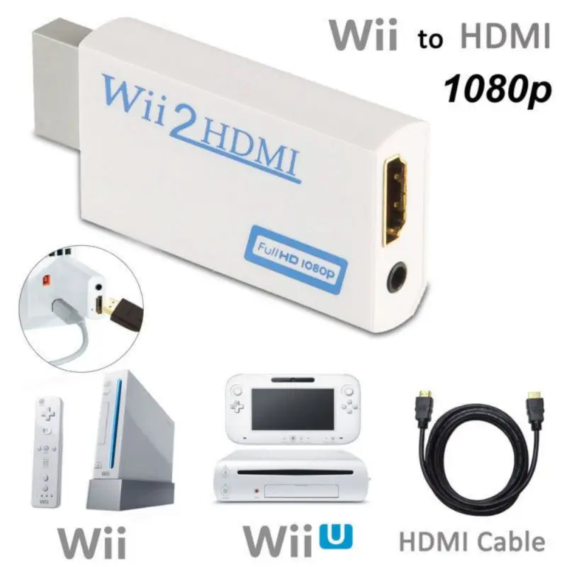 Адаптер WII к HDMI Full Hd 1080p Масштабирование выходного сигнала конвертер 3,5 мм аудио поддержка+ кабель HDMI