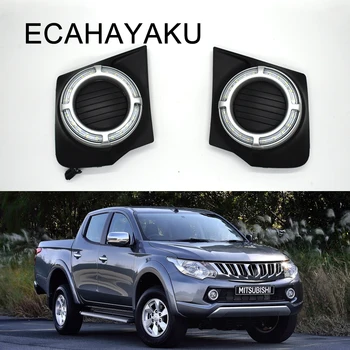 

ECAHAYAKU 1 set For Mitsubishi L200 Triton 2016-2019 LED DRL Daytime Running Lights 12V ABS Fog day Lamps Cover Car Accessories