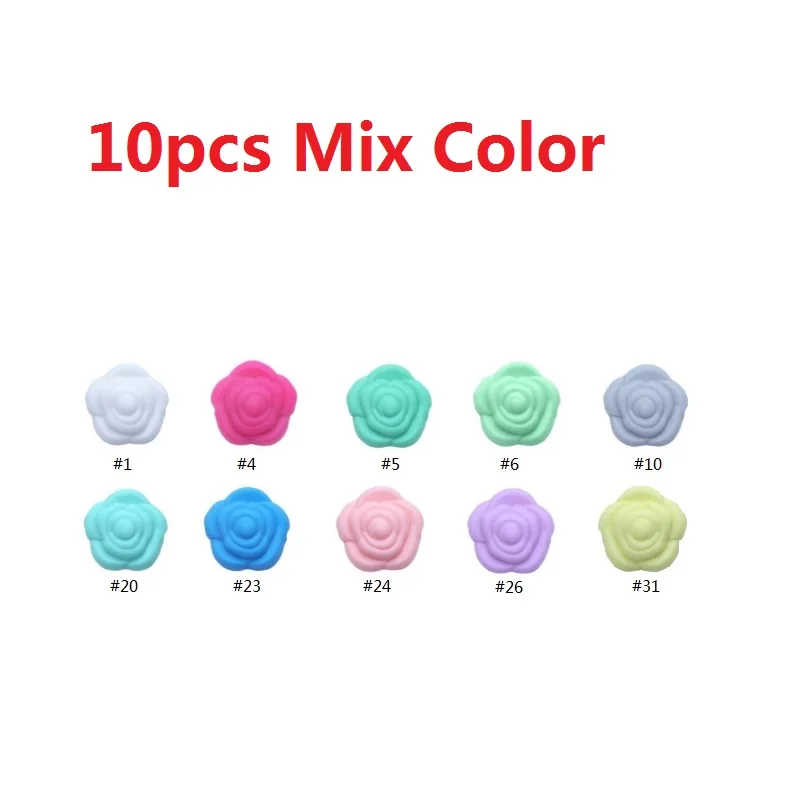 BOBO. BOX 10 шт силиконовые бусины Цветок Детские Прорезыватели BPA бесплатно Роза Детские Прорезыватели для зубов ожерелье из жевательной резинки игрушки для прорезывателя силиконовые - Цвет: Mix Color