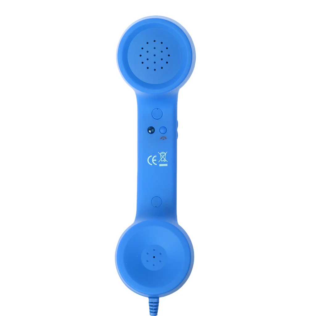Retro Classic Comfort Telephone Handset 3.5mm Mini Microphone Speaker Phone Call Receiver Blue