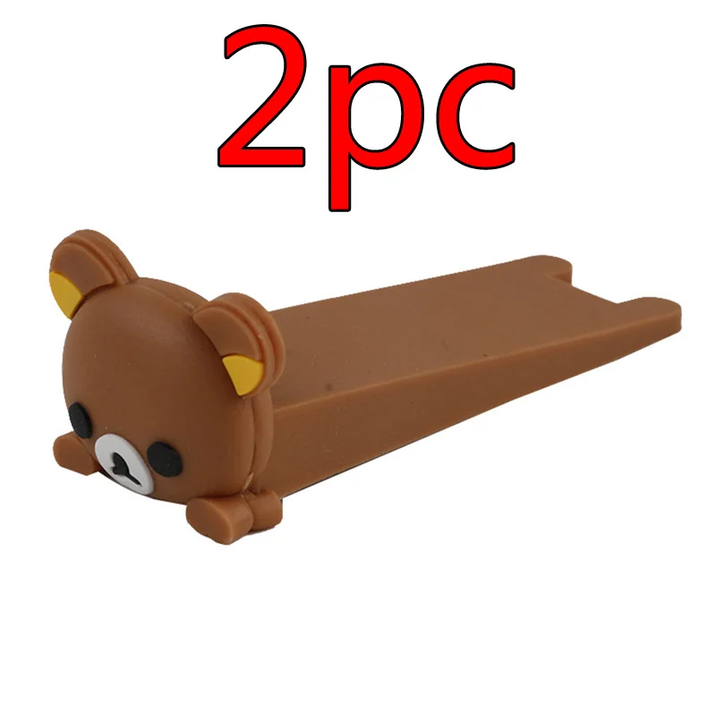 2 pcs bear Детская Защитная дверная пробка, защита для пальцев, угловая защита, Мультяшные Детские Дверные стопоры, силиконовый держатель в форме мыши - Цвет: 2 pcs bear