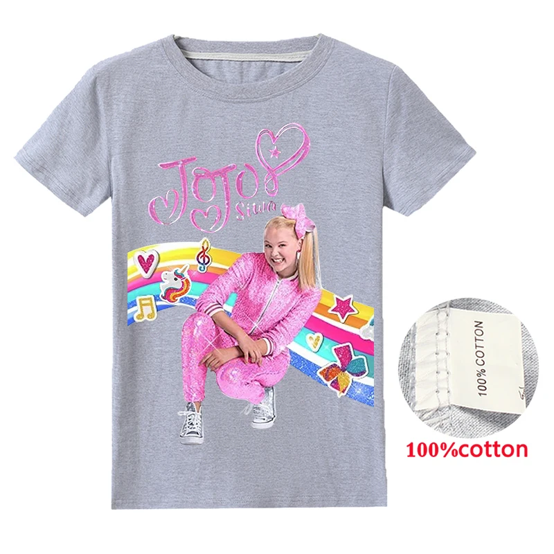 JoJo Siwa/Одежда для девочек; толстовки с капюшоном; Новая детская одежда; Осенняя хлопковая Футболка; топы; футболки для малышей; Рождественский свитер; комплект; пальто gormiti - Цвет: T1283