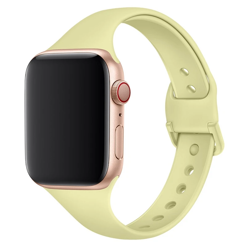 Тонкий ремешок для спортивных часов для apple watch band 44 мм 40 мм для iwatch 5 4 3 band 42 мм 38 мм correa узкий тонкий мягкий силиконовый ремень браслет - Цвет: YW