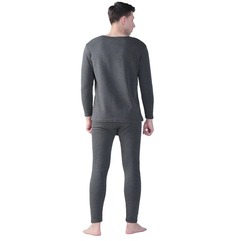7XL 8XL зимний, мужской, плотный, флис, хлопок, теплые леггинсы, костюм свободный, плюс размер 6XL, Осенний теплый топ+ штаны, нижнее белье черного цвета