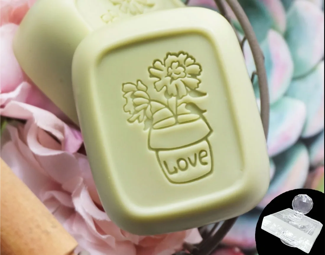 Handmade Letter Beautiful Plants Flower Style Soap Stamp Exquisite Acrylic Handmade Seal Natural For Soap Making Chapters