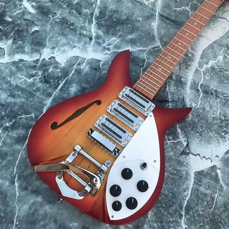 Guitarra Electrica de 6 cuerdas de Rick 325 con cuerpo hueco de cerezo y cuello de arce
