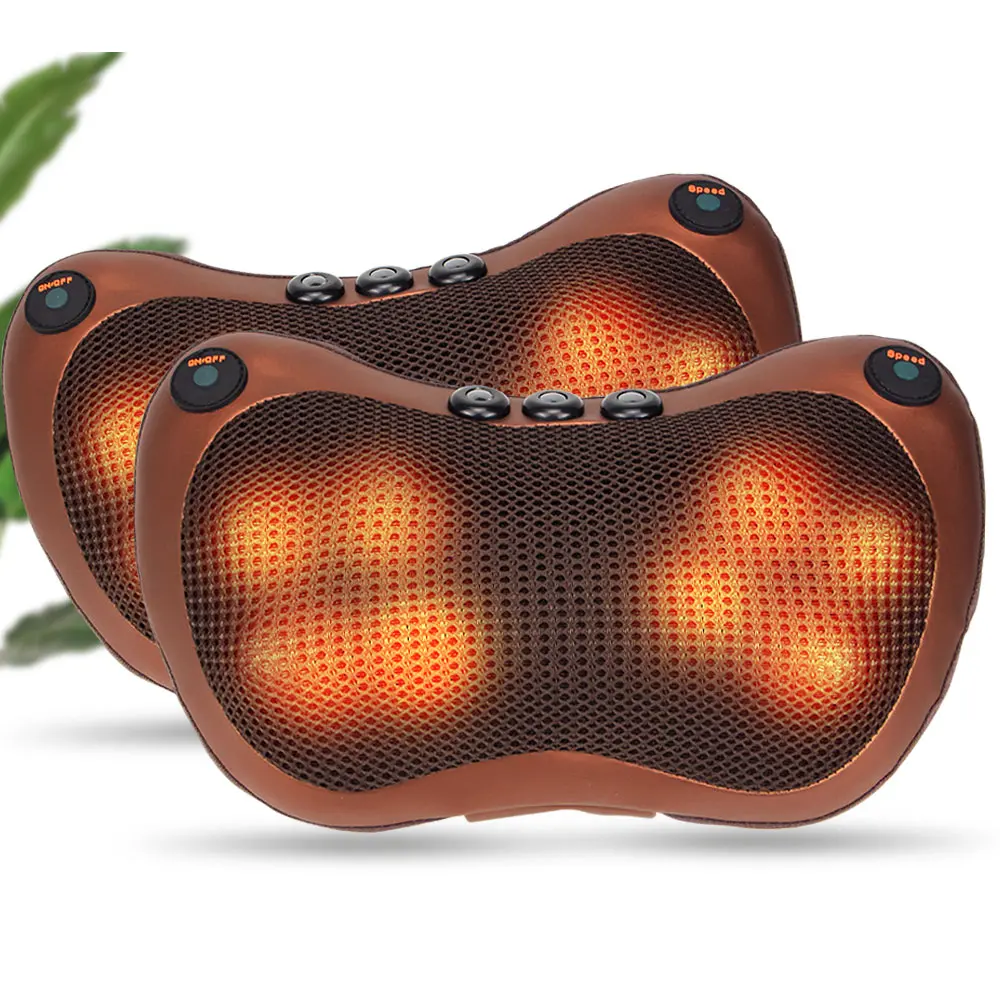Photo Product Massage Pillow 8D Head Vibrator Electric Shoulder Back Heating Kneading Infrared therapy pillow shiatsu Neck Massager