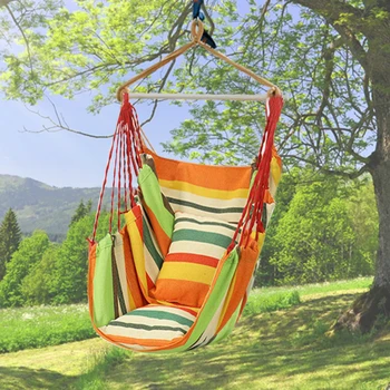 

With 2 Pollows Travel Camping Hammock Hanging Home Bedroom Bed Lazy Swing Outdoor Camping Chair Indoor Hammock Lazy Hammock
