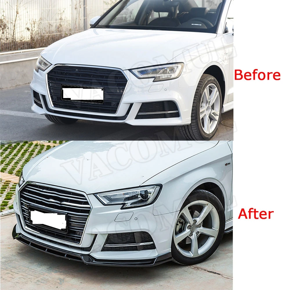 Передний бампер спойлер для Audi A3 Sline S3 Not Standard 2017 2018 2019 ABS Carbon Look Black Head Chin Guard
