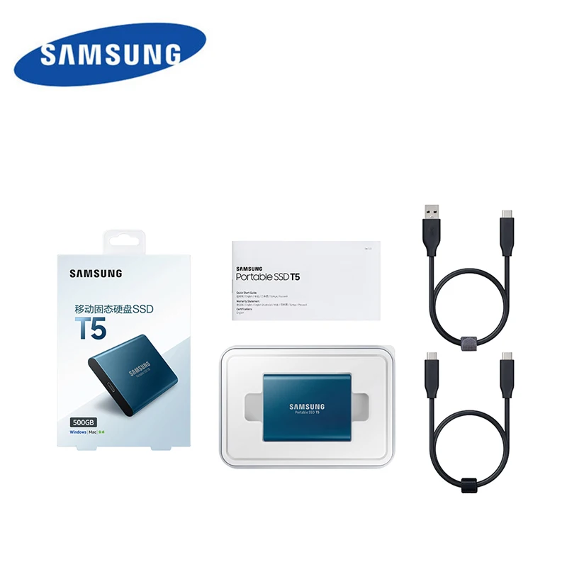 Samsung T5 портативный SSD 250 ГБ 500 1 ТБ 2 ТБ USB3.1 Внешние накопители USB 3,1 Gen2 Совместимость с ПК