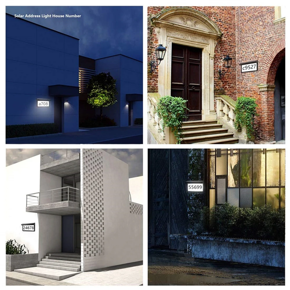 House Number Address Sign LED Solar Light Outdoor Door Plate Wall Light Metal Plaque for Home Garden Yard Hotel (4)