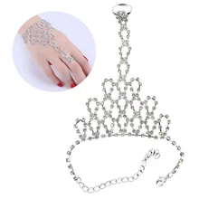 Женские стразы браслеты с цепочкой звено кольцо браслет для свадебной вечеринки TC21