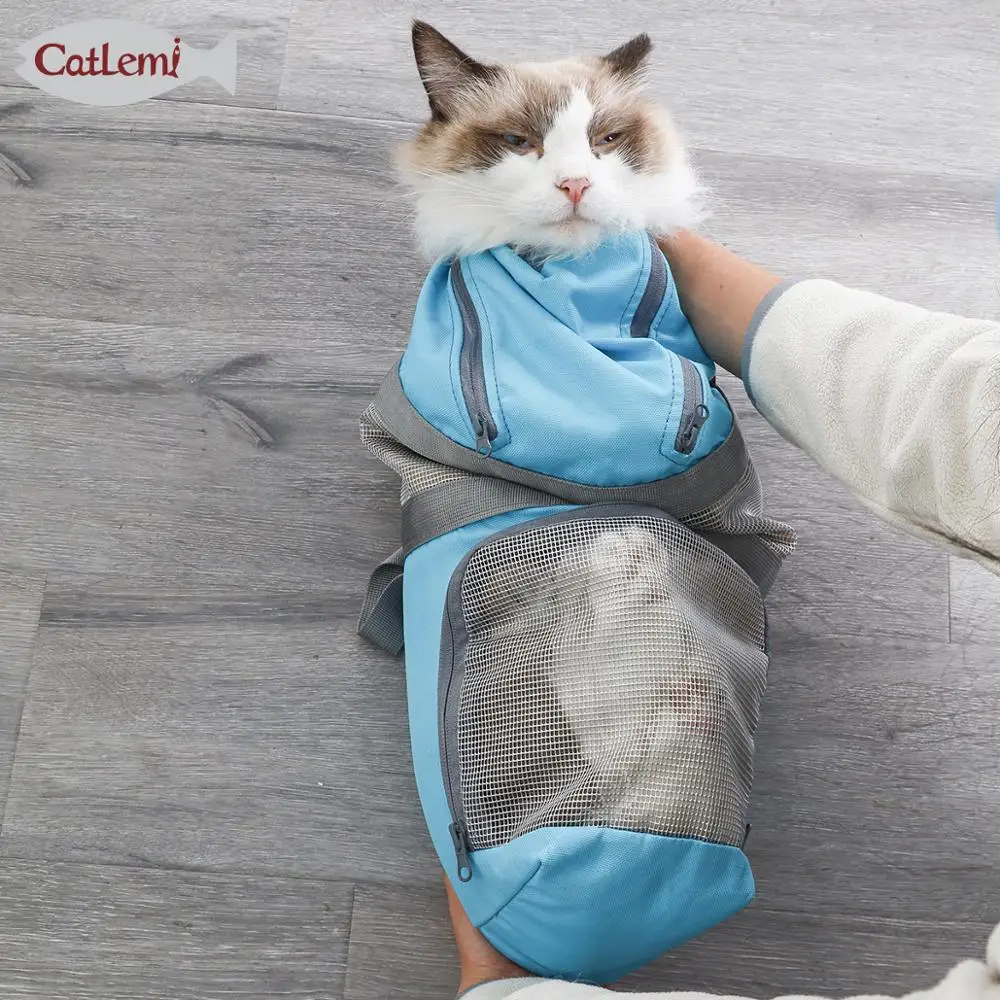 Cat Grooming Bag Mesh Restraint Bag Cats Nail Clipping Cleaning No Scratching for Claw Nail Trimming Pet Hospital Medical Check Cat Grooming Bag Mesh Restraint Bag Cats Nail Clipping Cleaning No Scratching for Claw Nail Trimming Pet Hospital Medical Check