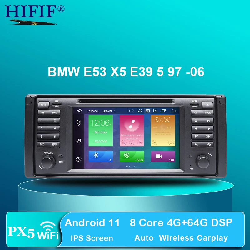 Автомобильный DVD-плеер IPS DSP Android 11 4G Carplay для BMW X5 E53 E39 GPS стерео аудио навигация