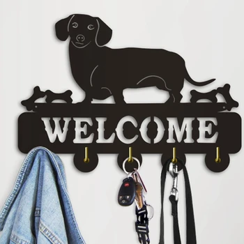 

Dachshund Wall Hook Sausage Dog Welcome Animals Hanger Coat Rack Wooden Key Holder Umbrella Household Pet Shop Decor