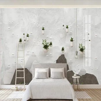 

Milofei manufacturers custom 3D small fresh three-dimensional green background wallpaper murals