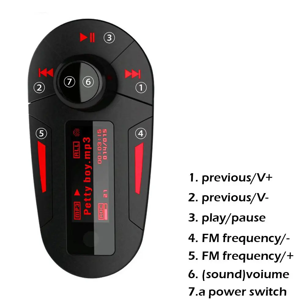 Красный беспроводной fm-передатчик модулятор USB SD дистанционный автомобильный комплект MP3 музыкальный плеер