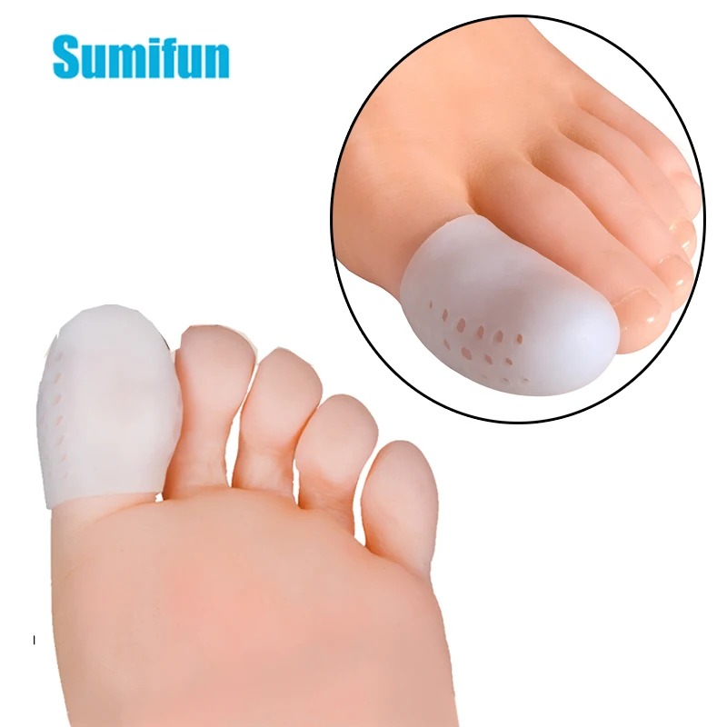

Sumifun 2pcs 5*3.5cm Toe Protector Thumb Care Silicone Soft Breathable Foot Corns Blisters Toe Cap Cover