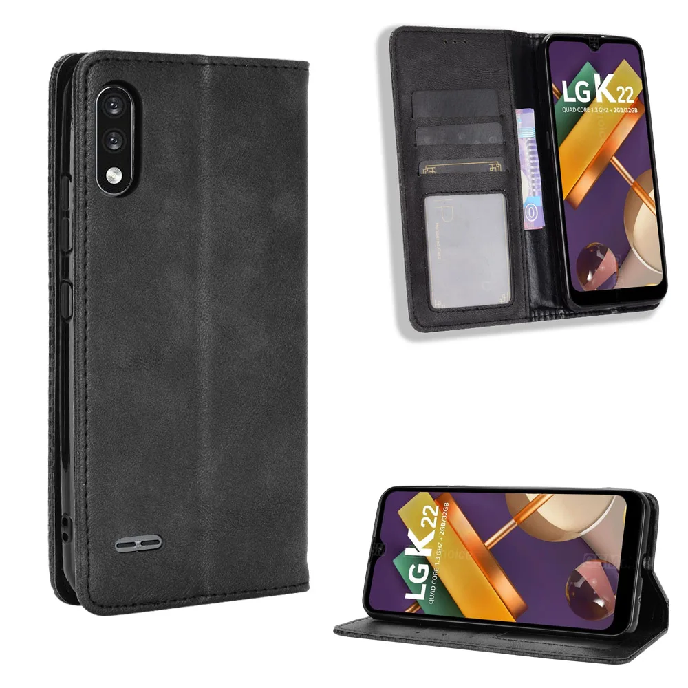 Custodia Portafoglio In Pelle Per LG K22 Plus | Con Slot Carte E Supporto | Flip Magnetica, Blu - 3