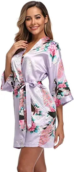 Fashion Satin Robe Female Bathrobe Sexy peignoir femme Silk Kimono Bride Dressing gown sleepwear Night Grow For Women