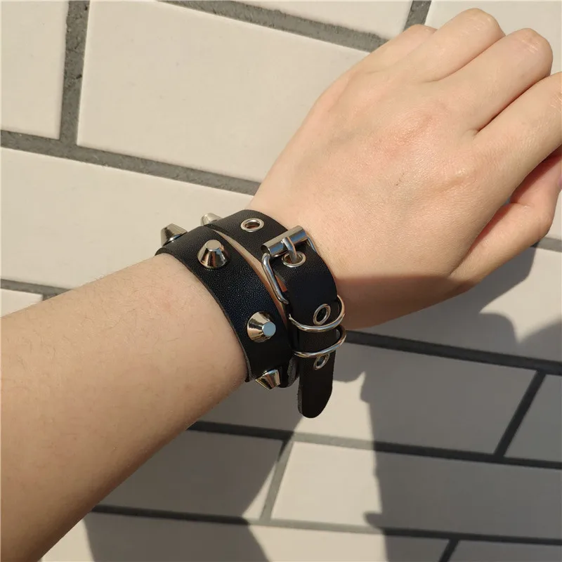 Hot Punk Harajuku Collar Rivets Choker Necklace PU Leather Bracelet Goth Handmade Neck Jewelry wristband