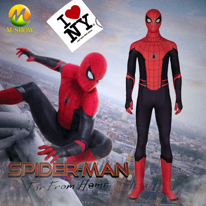 

2019 Cosplay Spider Man Costume Spider-Man Far From Home Cosplay Suit Spiderman Classic Red Jumpsuit Halloween Zentai Suit Men