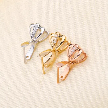 

G18K Yellow Gold Diamond Pendant Clip Clasp Pinch Bail Pendant Connectors Bail Beads Jewelry Findings DIY Jewelry Accessories
