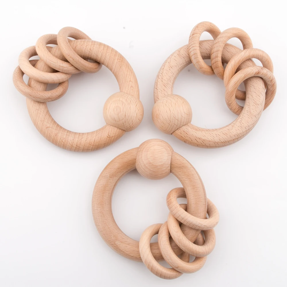 Baby Toys 1pcs Wooden Rattle Beads Cartoon Rattle Teething Ring Of Beech Wood Bed Bell For Baby Teether Educational Gift baby toys baby rattle toys hanging rattles toy ball rattle toy plush rattle toy