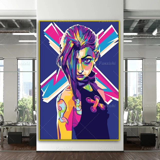 Arcane Jinx Vi League Of Legends Game Tv Poster Modern Living Room Decor Canvas Wall Art