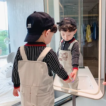 

Autumn Baby Boys Clothes Kids Boys Cartoon Tops T-shirt Strap Pants 2PCS Set Boys Clothing for Baby Boys Tracksuit Digger