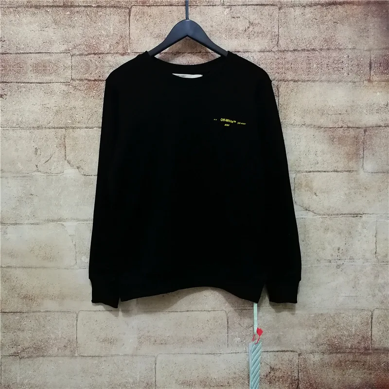 18SS OFF-WHITE OW Yellow splash ink arrow street хип хоп мужская пара с тем же круглым вырезом толстовка