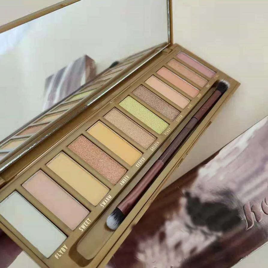 Fosco à Prova Sombra de Olho Mais Novo Maquiagem Sombra Paletas 12 Cores Golden Neutrals Paleta Dwaterproof Água Longa Duração Escova Mel 2 Cheap Aplicador de sombra