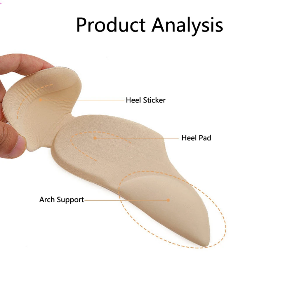Silicone Gel Insoles Heel Liner Grips Arch Support for Women High Heels Shoe Self-Adhesive Cushion Foot Pad Inserts