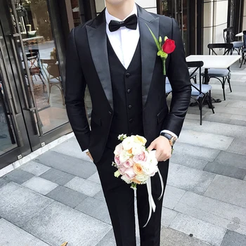 

2020 Shawl Collar Suits Men Slim Fit Latest Men's Wedding Tuxedos Suits Smoking Homme Mariage 3 Pieces Dinner Party Prom Blazers