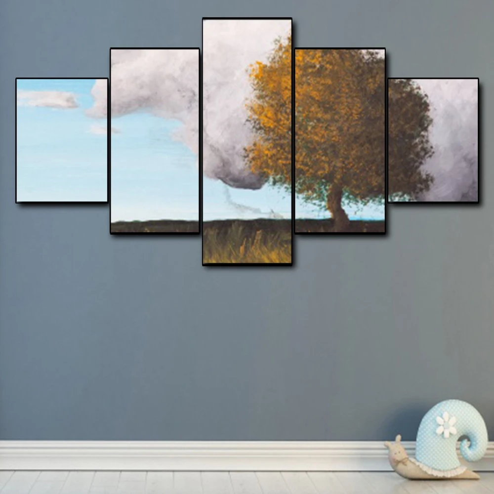 Canvas Art Oil Painting Lonely tree Autumn landscape Art Poster Picture Wall Decor Modern Home Decoration For Living room