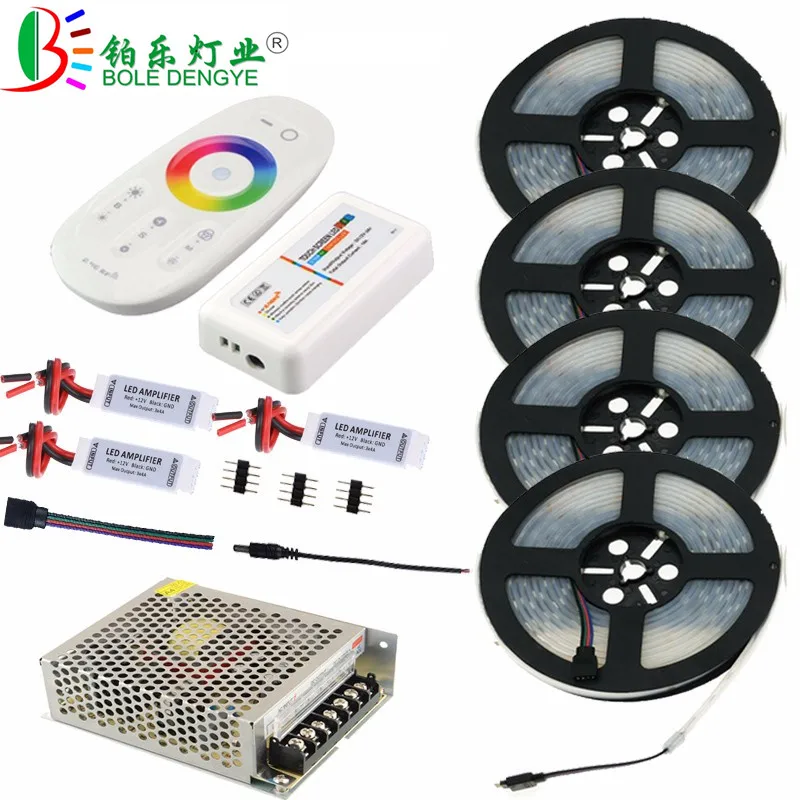 

5M 10M 15M 20M IP67 Waterproof RGB LED Strip Light For Outdoor Decoration SMD 5050 12V Flexible Diode Tape+Controller+LED Power
