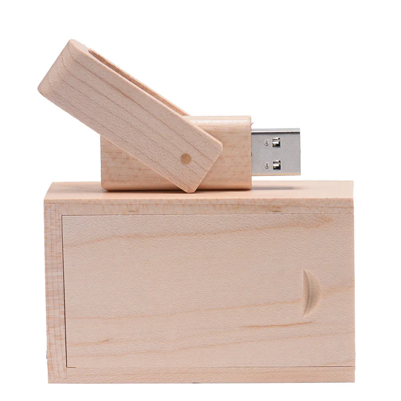 JASTER USB 2,0 Деревянный Флип+ коробка usb флэш-накопитель 4 ГБ 8 ГБ 16 ГБ 32 ГБ 64 ГБ 128 ГБ Флешка карта памяти(более 10 шт. бесплатный логотип - Цвет: Maple  with box